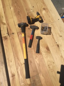 10,000 more swings of that sledge hammer await for me. Tools I used to pound nails. Pre-drilled all holes.