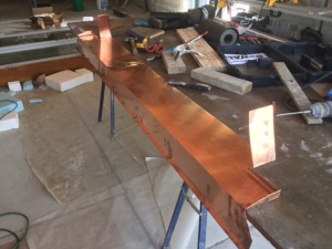 Making the copper flashing corners. 